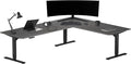 Progressive Desk Stand Up Height Adjustable Standing Desk - L Shaped 85" x 72" Corner Computer Rising Workstation Electric Table - Gray Oak, Black Frame