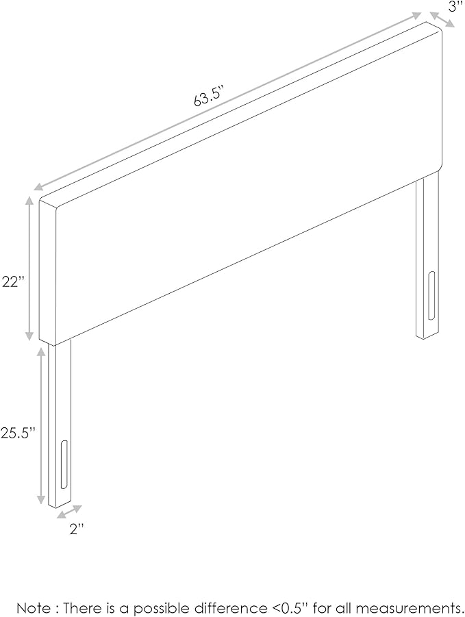 FURINNO Roanne Plain Headboard, Queen, Fog