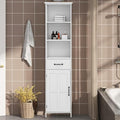 Tall Bathroom Storage Cabinet with Door and Shelves, Narrow Bathroom Cabinet Freestanding, White Slim Storage Cabinet for Home, Kitchen, Anti-Tipping