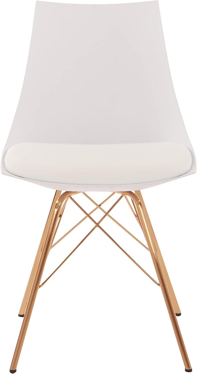 OSP Home Furnishings Oakley Mid-Century Modern Bucket Chair, Faux Leather,White
