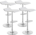 VECELO Bar Stools Set of 4, Armless Adjustable Swivel Barstools, Modern Backless Counter Height Stools for Kitchen, Island, Bar, Pearl White