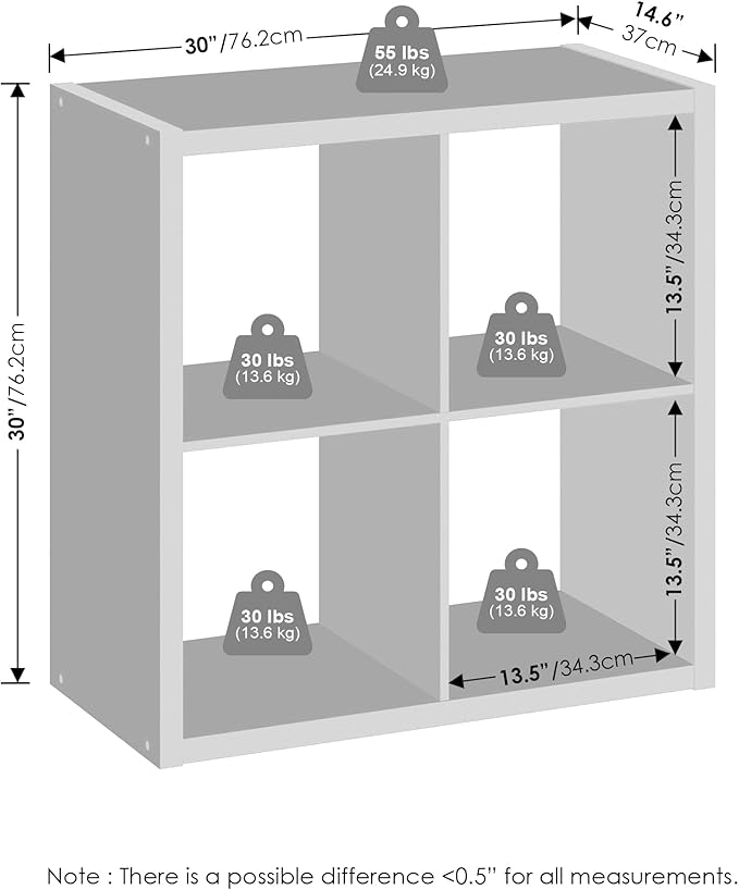 Furinno Cubic Closet Organizers and Storage, 4-Cube Closet Organizer, Open Shelf Closet Storage, Extra Thick Frame for Wardrobe, Bedroom, Living Room, White