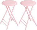 Lavish Home Set of 2 Counter Height Bar Stools – 24-Inch Backless Folding Chairs with 225lb Capacity for Kitchen, Rec Room, or Game Room (Pink)