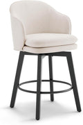 Counter Height Barstools 26 inch Upholstered Swivel Bar Stools with Back and Wood Legs for Kitchen Island,Set of 1,Beige Fabric
