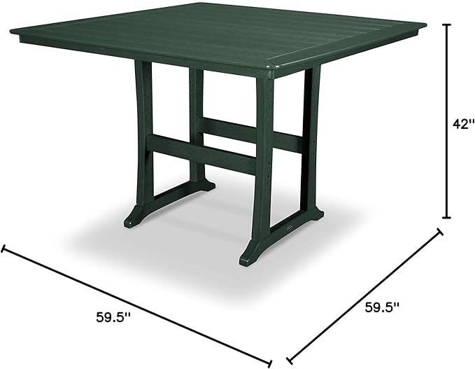 POLYWOOD® Nautical Trestle 59" Bar Table in Green