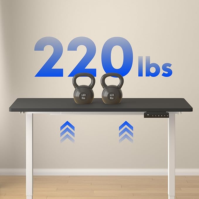 FLEXISPOT E3 Dual Motor Electric Standing Desk 48x24 Inch Whole-Piece Board Height Adjustable Electric Sit Stand (White Frame + Black Desktop, 2 Packages)