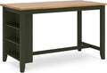 Signature Design by Ashley Gesthaven Modern Counter Height Dining Table with 3 Shelves and Trestle Base, Light Brown & Green