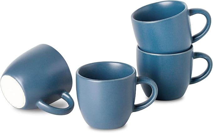 HASENSE Ceramic 3 OZ Espresso Cups, Porcelain Espresso Demitasse Cups Set of 4 for Double shot, Lungo and Ristretto, Tiny Italian Expresso Shot Coffee Mugs for Home and Office, Blue