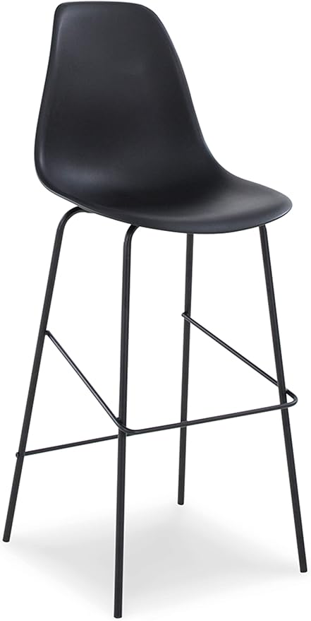 Signature Design by Ashley Forestead Modern Bar Height Bucket Barstool, 2 Count, Black