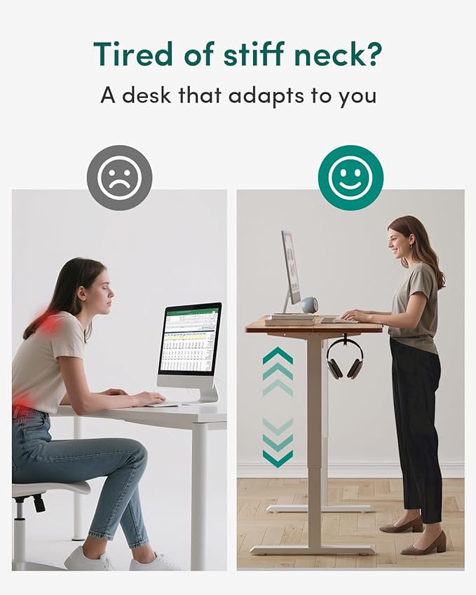 CubiCubi Height Adjustable Electric Standing Desk, 55 x 28 Inches Sit Stand up Desk, Large Memory Computer Home Office Desk with Two-Piece Desktop (Light Rustic)