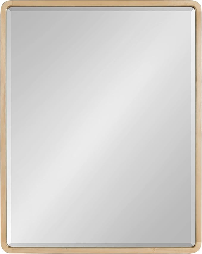 Kate and Laurel McLean Modern Wood Round Rectangle Wall Mirror for Mid-Century Home Décor, 24x30, Natural