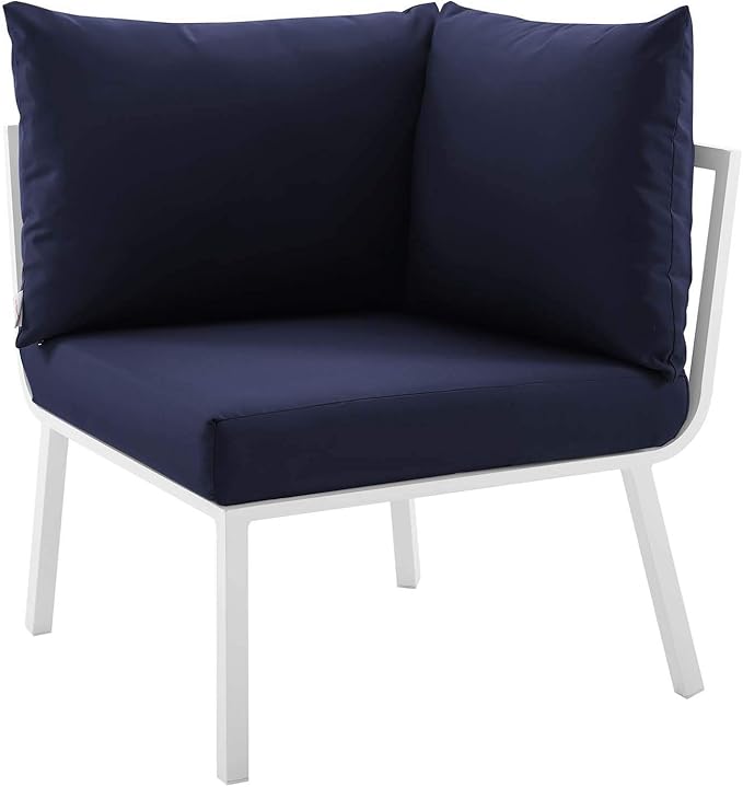 Modway Riverside Outdoor Furniture, 3-Piece Set, White Navy