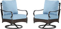 Sophia & William Extra Large Outdoor Patio Swivel Sofa Chairs Set 2 PCS Heavy-Duty Metal Porch Furniture with High Back & Deep Seating Area, 5.5" Thicken Cushions for Deck, Lawn, Outside (Blue)