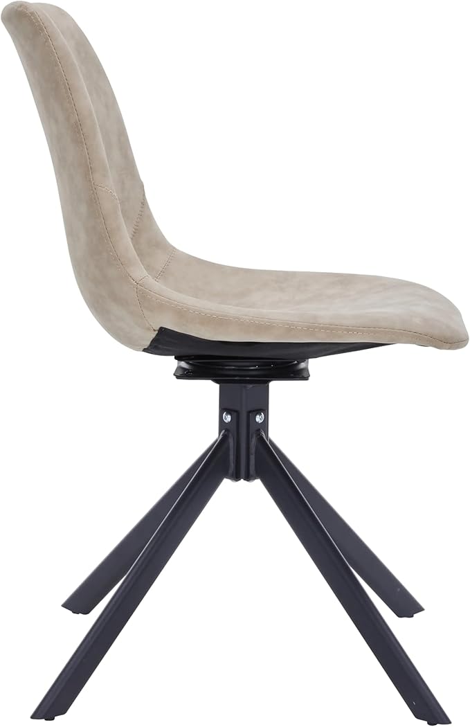 LeisureMod Markley Swivel Leather Dining Side Chair with Durable Iron Legs – Comfortable Accent Chair for Kitchen, Dining Room, or Office Set of 4