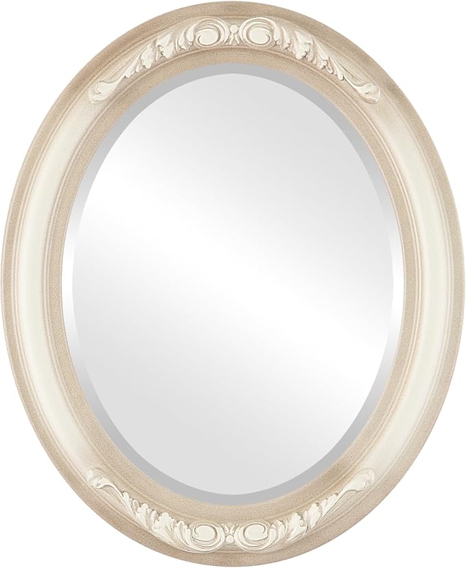 OVALCREST Oval Beveled Wall Mirror for Home Decor - Florence Style - Taupe - 20" x 16"