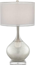 Possini Euro Design Swift Modern Table Lamp 32" Tall with USB Dimmer Square Riser Mercury Glass Chrome Neck Double Drum Shade for Bedroom Living Room House Bedside Nightstand Office Entryway Family