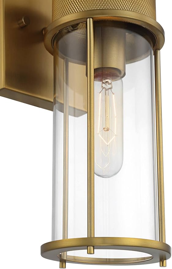 Possini Euro Design Miranda Modern Wall Light Sconce Warm Brass Gold Hardwired 4 1/2" 2-Light Fixture Clear Glass Shades for Bedroom Bathroom Vanity Reading Living Room Hallway House Home Decor