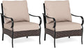 Sophia & William Extra Large Outdoor Patio Sofa Chairs Set 2 PCS Heavy-Duty Porch Furniture with High Back & Deep Seating Area, 5.5" Thicken Cushions for Deck, Lawn, Outside (Beige)