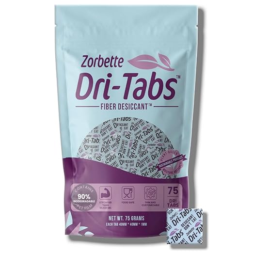Dri-Tabs | Food-Safe Moisture Absorbers – Keep Fruits, Veggies, Snacks, Bread & More Fresher, Longer! Eco-Friendly, Plant Based Desiccant That Replaces Silica Gel Packets - 75pk (Magenta)