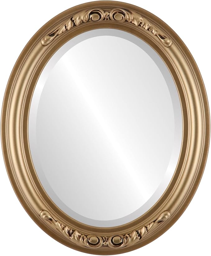 OVALCREST Oval Beveled Wall Mirror for Home Decor - Florence Style - Desert Gold - 20" x 16"