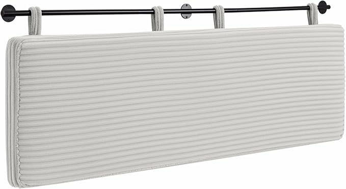 UEV Queen Headboard Only, Wall Mounted Hanging Upholstered Bed Head Board, Modern Vertical Channel Design of Fine Flannel, Elegant Beige Fluted Headboard for Bedroom (Beige, Queen Size)