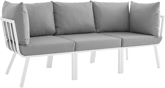 Modway Riverside Outdoor Furniture, 3-Piece Set, White Gray