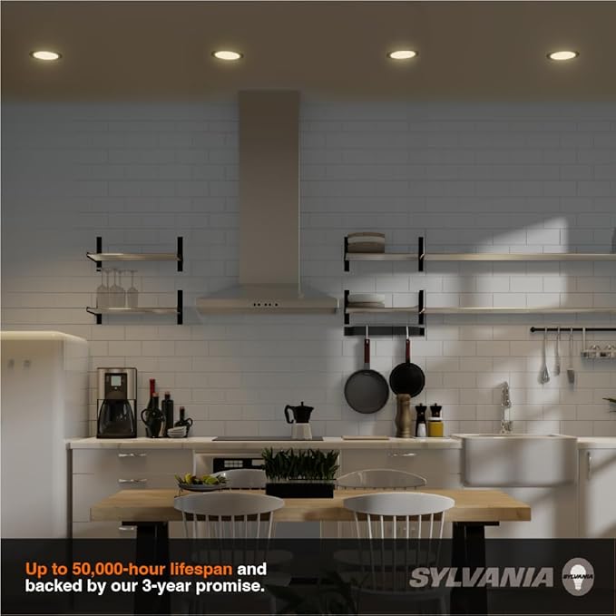 Sylvania 6" Slim Microdisk Downlight, 12W, 5 CCT Select (2700K - 5000K) Recessed Lighting, 1000 LMS, 90 CRI, Dimmable, Wet-Rated, White - 6 Pack (61190)