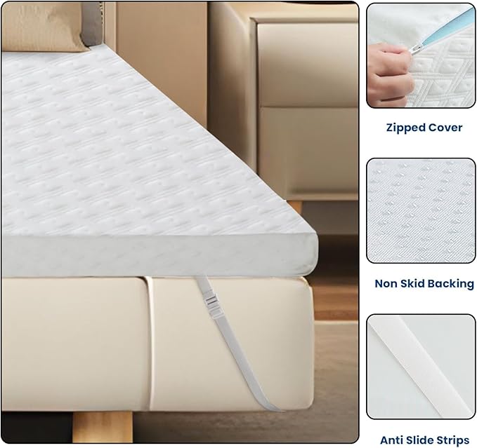 EDILLY 3 Inch Cooling Gel Memory Foam Mattress Topper California King Size,with Removable & Washable Bamboo Cover,Soft Breathable Mattress Pad,Bed Topper for Back Pain Relief (72x84)
