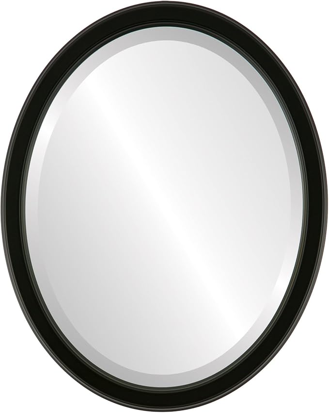 OVALCREST Oval Beveled Wall Mirror for Home Decor - Toronto Style - Matte Black - 26" x 20"