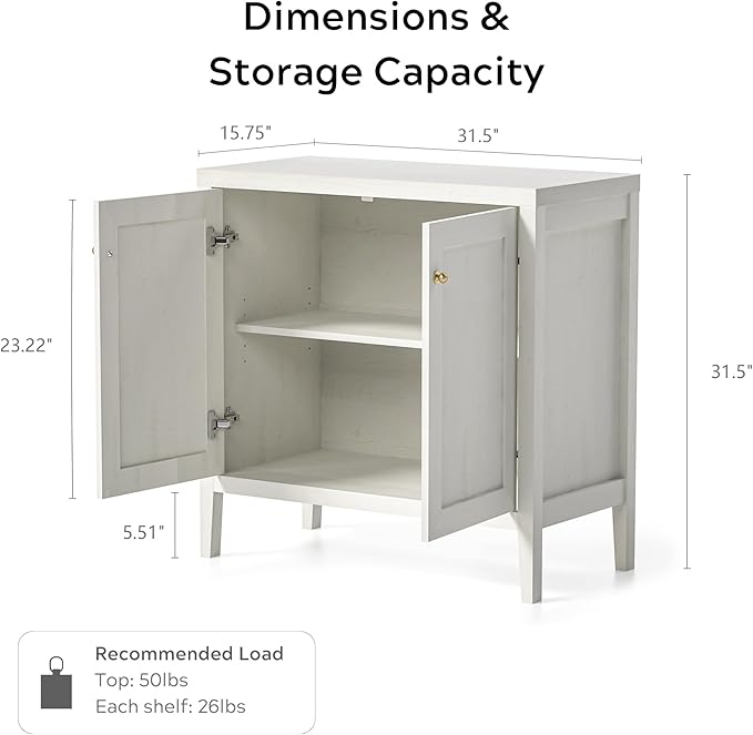 63" Large Buffet Cabinets Set of 2, Farmhouse Sideboard Cabinet with Storage, Accent Credenza Cabinet, Wood Kitchen Cabinets, Coffee Bar Console Table for Living, Dining Room, Antique White