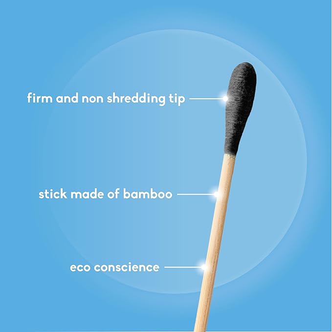 The Humble Co Bamboo Cotton Swabs, 600 Count - Black Cotton Buds for Ears, Makeup, Baby Care & Cleaning - Personal Hygiene Essentials & Toiletries - Daily Products for Travel & Home