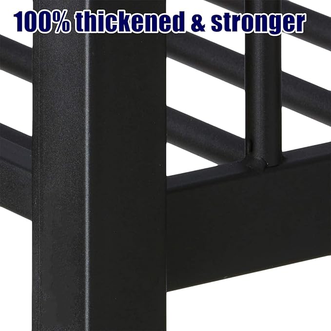Higher Quality & Stronger Heavy Duty Steel Black Bunk Bed Full XL Over Queen Size Bunkbed, Thickened More Stable Safer Metal Bunk Queen Bed (Easier to Assemble) (Full XL Over Queen)