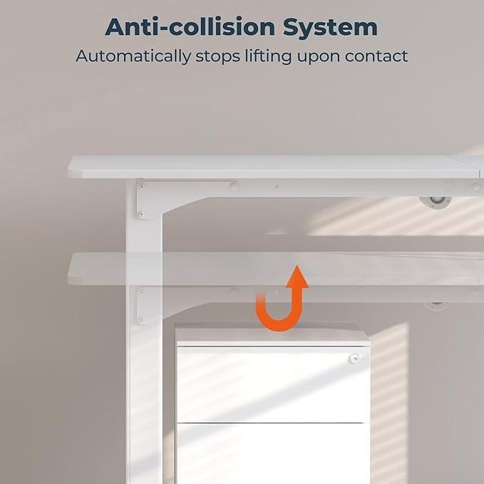 4 Legs Standing Desk, Large 79x31 Inches Electric Adjustable Height Desks with Splice Board, Stand Up Desks Home Office Computer Workstation, White