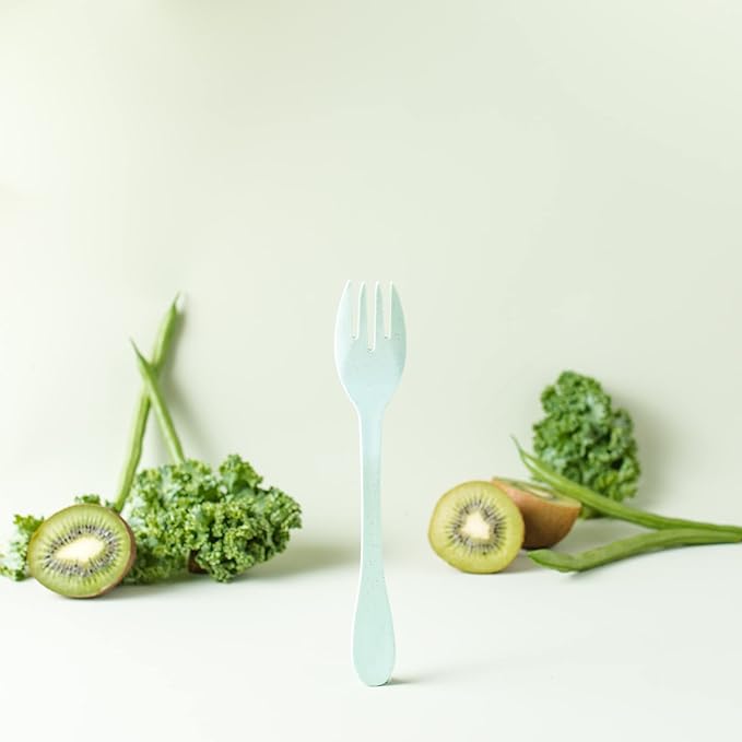 Knork Eco Fork Bamboo Plant Based Cutlery Reusable Flatware Set, 12 Piece Knork fork, Mint