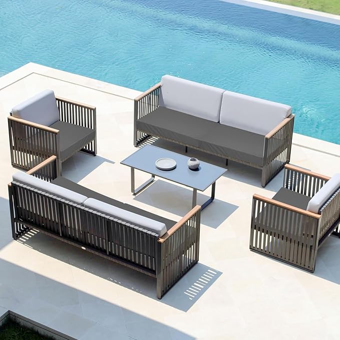 Easy-Going Waterproof Patio Cushion Covers ONLY Cover 24x22x4 inch 4 Pack Replacement Non-Slip Outdoor Seat Cushion Slipcover with Zipper. Dark Gray