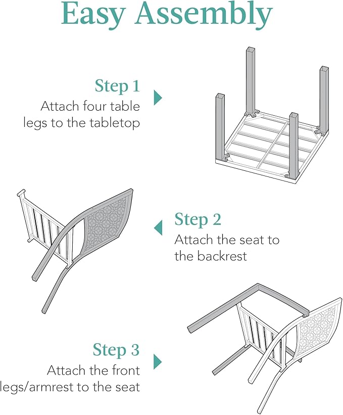 Best Choice Products 3-Piece Outdoor Bistro Set, Stackable Modern Steel Furniture for Porch, Garden w/ 2 Chairs, Table, Geometric Decor - Black