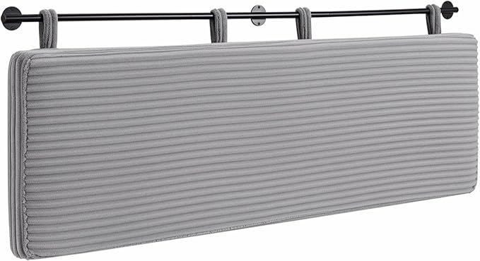 UEV Queen Headboard Only, Wall Mounted Hanging Upholstered Bed Head Board, Modern Vertical Channel Design of Fine Flannel, Elegant Grey Fluted Headboard for Bedroom (Grey, Queen Size)