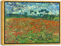 Wieco Art Framed Art Poppy Field June 1890 Canvas Print of Vincent Van Gogh Oil Paintings Reproduction Abstract Wall Art for Home Decorations Bronze Gold Frame