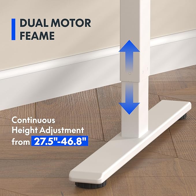 FLEXISPOT E3 Bamboo Dual Motor 72x30 Inch Electric Height Adjustable Standing Desk Whole-Piece Board Sit Stand Up Desk (White Frame + Bamboo Curved Desktop)