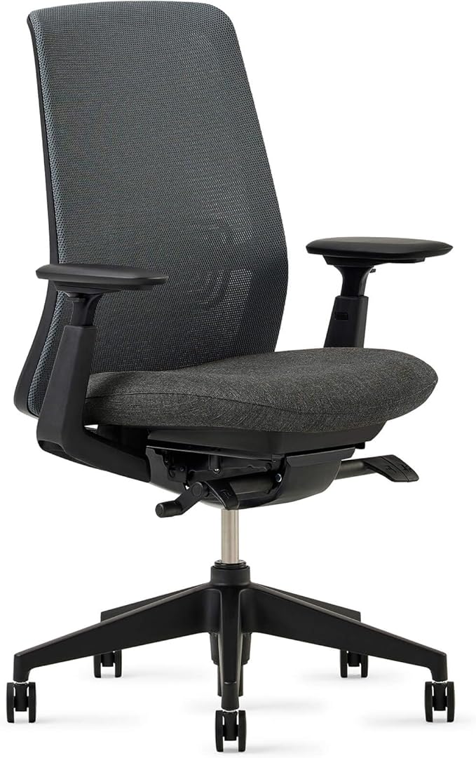 Haworth Soji Office Chair with Ergonomic Adjustments and Lumbar Support, Flexible Mesh Back (Charcoal)