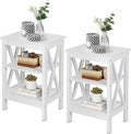 VECELO Nightstands, Industrial Side Table/End Tables with Drawer and Storage Shelf, Night Stands for Bedroom, Living Room, Wood Metal Furniture, Easy Assembly,White,2 Sets