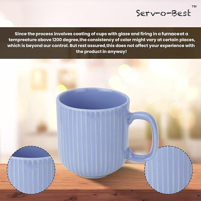 Ceramic Coffee Mugs with Handle Set – 2-Piece 11 Oz Ceramic Coffee Cups & 9" Tray, Handmade Cornflower Blue Color, Microwave Safe Gift Set for Tea Lovers, Home Kitchen Décor