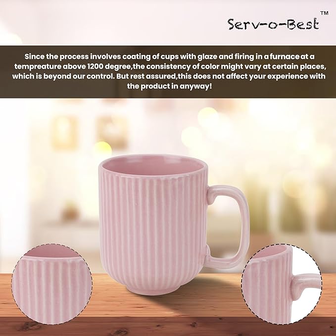 Ceramic Coffee Mugs with Handle Set – 2-Piece 11 Oz Ceramic Coffee Cups & 9" Tray, Handmade Pastel Pink Color, Microwave Safe Gift Set for Tea Lovers, Home Kitchen Décor