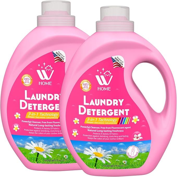 Liquid Laundry Detergent, 3-In-1 Effective Washing Technology, Highly Concentrated with Natural Floral Scent, Long-Lasting Freshness - 67.6 fl Oz, Pack-2