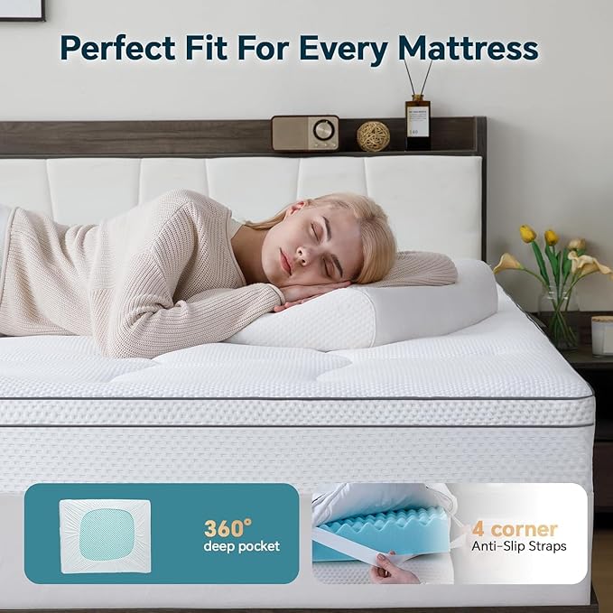 Firm Memory Foam Mattress Topper Twin XL Size - Dual Layer 3 Inch Cooling Gel Memory Pad and 1 Inch Pillow Top Mattress Cover for Back Pain - 39" x 80" x 4"