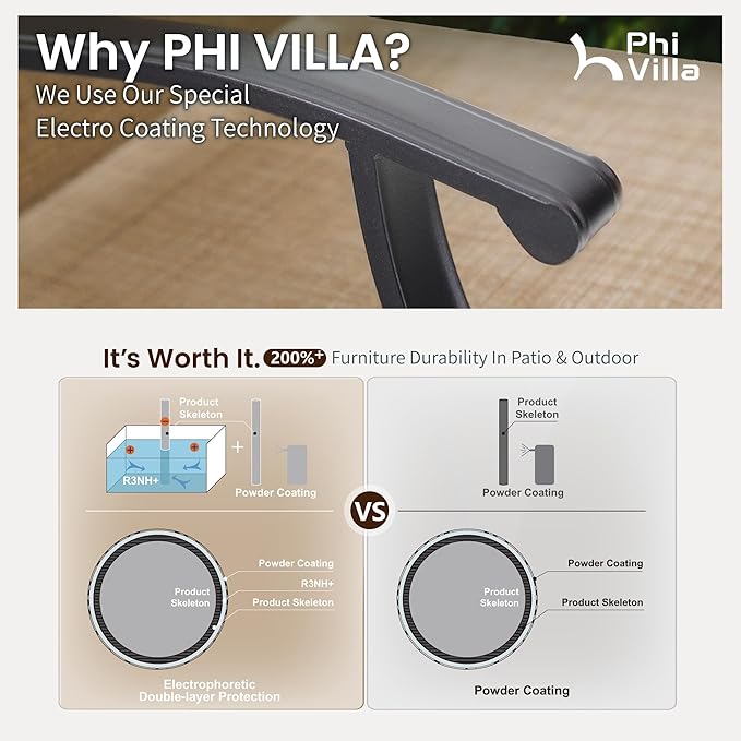 PHI VILLA Outdoor Bar Stools Set of 4, Swivel Patio Bar Stools & Chairs with 30" Seat Height & Brown Textilene Backrest, Tall Outdoor Chairs Bar Funiture for Outside, Porch and Yard
