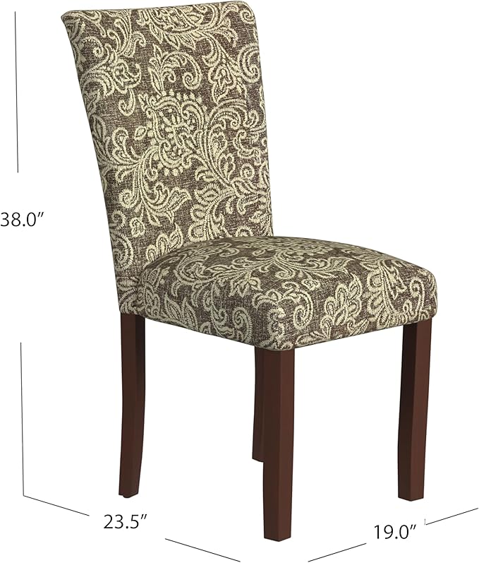 HomePop Classic Parsons Dining Chair, Pack of 2, Brown Jacobean Print