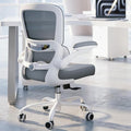 TRALT Ergonomic Office Chair - Desk Chair with Adjustable Lumbar Support Computer Chair - Mesh Comfy Chair with Flip-up Armrests - Gaming Chairs for Adults Home Office (Leather, Grey)