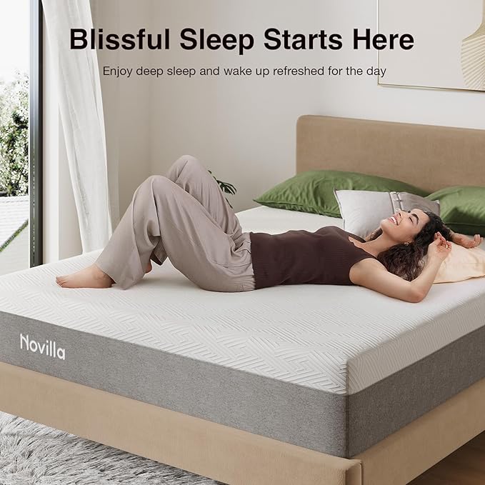 Novilla Twin XL Mattress, 10 Inch Gel Memory Foam XL Twin Mattress for Cool Night & Pressure Relief, Medium Plush Mattresses in a Box, Bliss