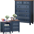 Farmhouse Dressers and Night Stand Set of 3, Wood 43.5'' Tall Dresser and 18'' Wide Chest of Drawers, Roman Column Nightstand Set of 2, Bedroom Furniture Dresser Suites for Living Room, Hallway, Home